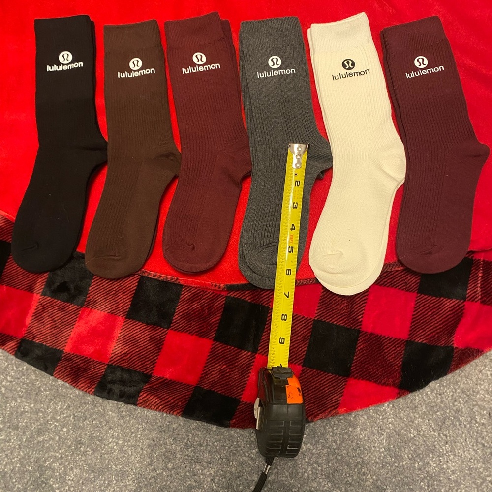 lululemon athletica  Sock Set - Black, Brown, Gray, white, red. 6 pairs. NWOT